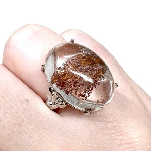 Garden Quartz Large Costume Jewelry Adjustable Ring Accessories Stainless Steel - Picture 1 of 10